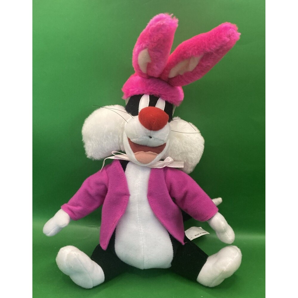 Looney Tunes Ace Stuffed Sylvester Plush Bright Neon Pink Bunny Ears Jacket 1999